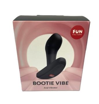 Fun Factory Bootie Vibe Anal Vibrator Black product packaging with a sleek design.