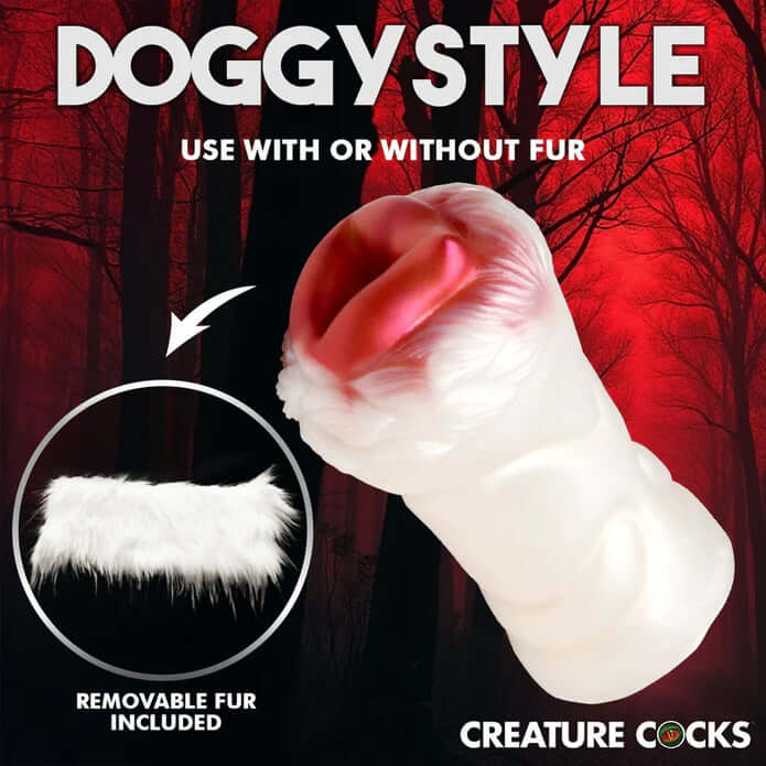 Snow She-Wolf Silicone Stroker - White-2