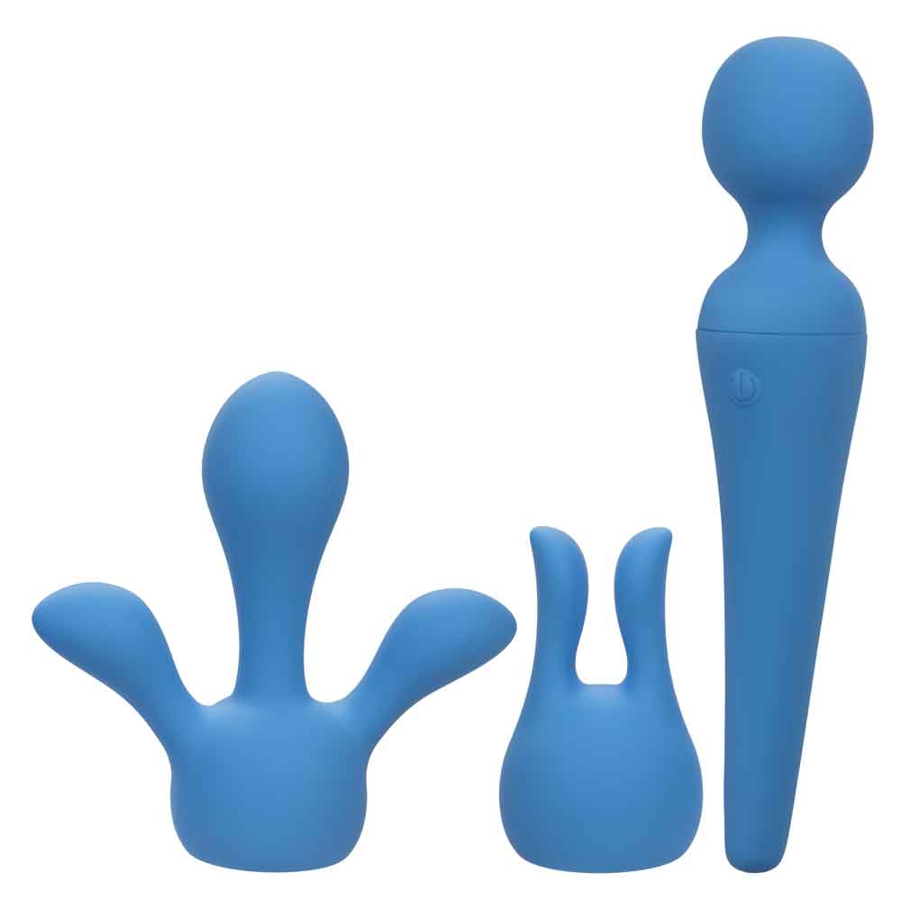 Couture Collection Body Wand Kit - Blue with interchangeable heads for luxurious, powerful massage experience