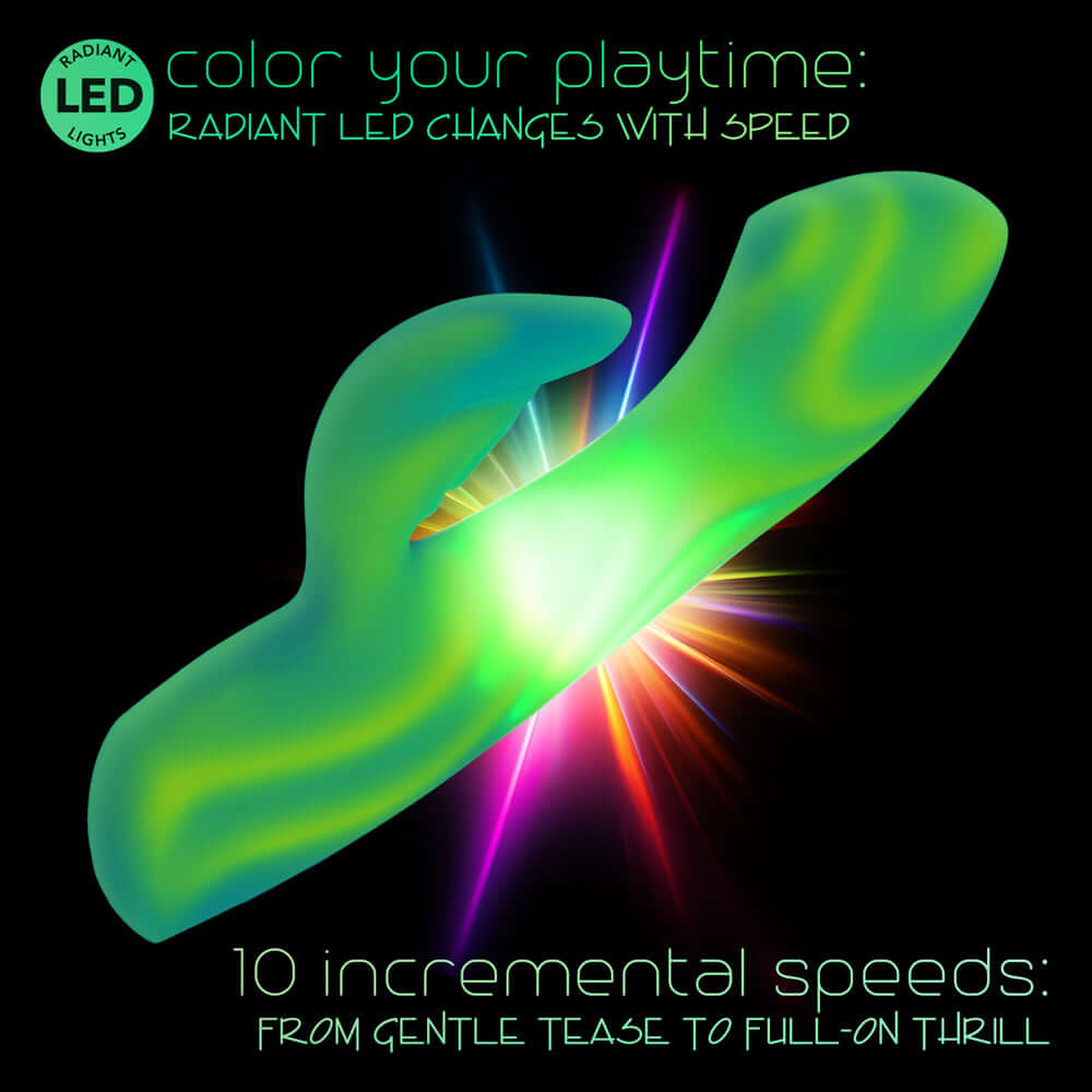 Endless Summer Twilight Tease Vibrator Green with radiant LED changes and 10 incremental speeds for customized stimulation.