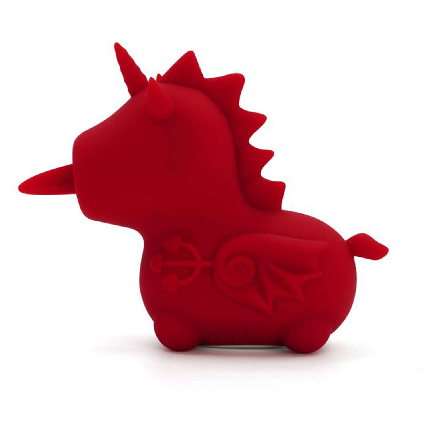 Red Unihorn Blaze Diablo toy with forked tongue design, featuring body-safe silicone and dual motors for ultimate pleasure.