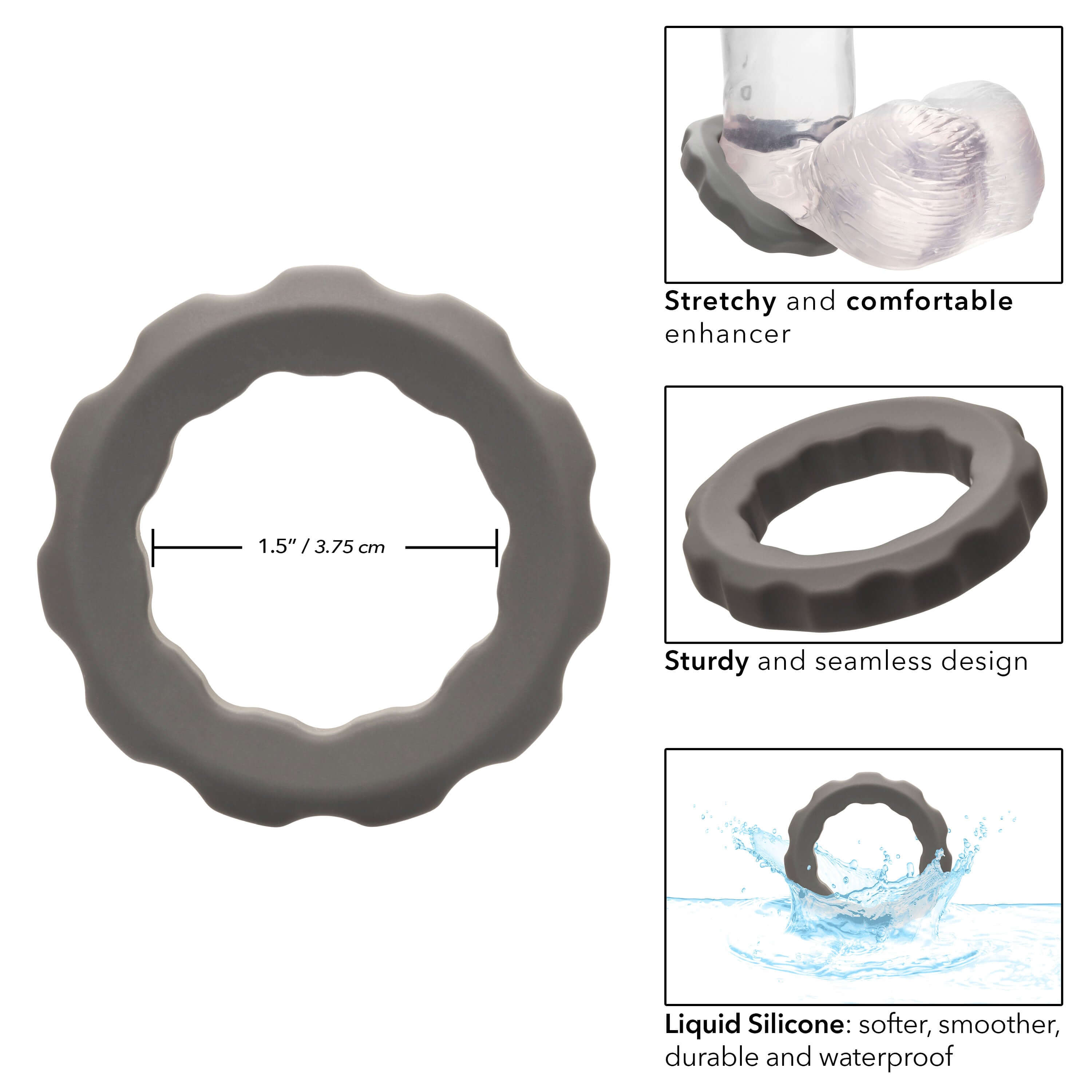Alpha Liquid Silicone Erect Ring - Gray-1