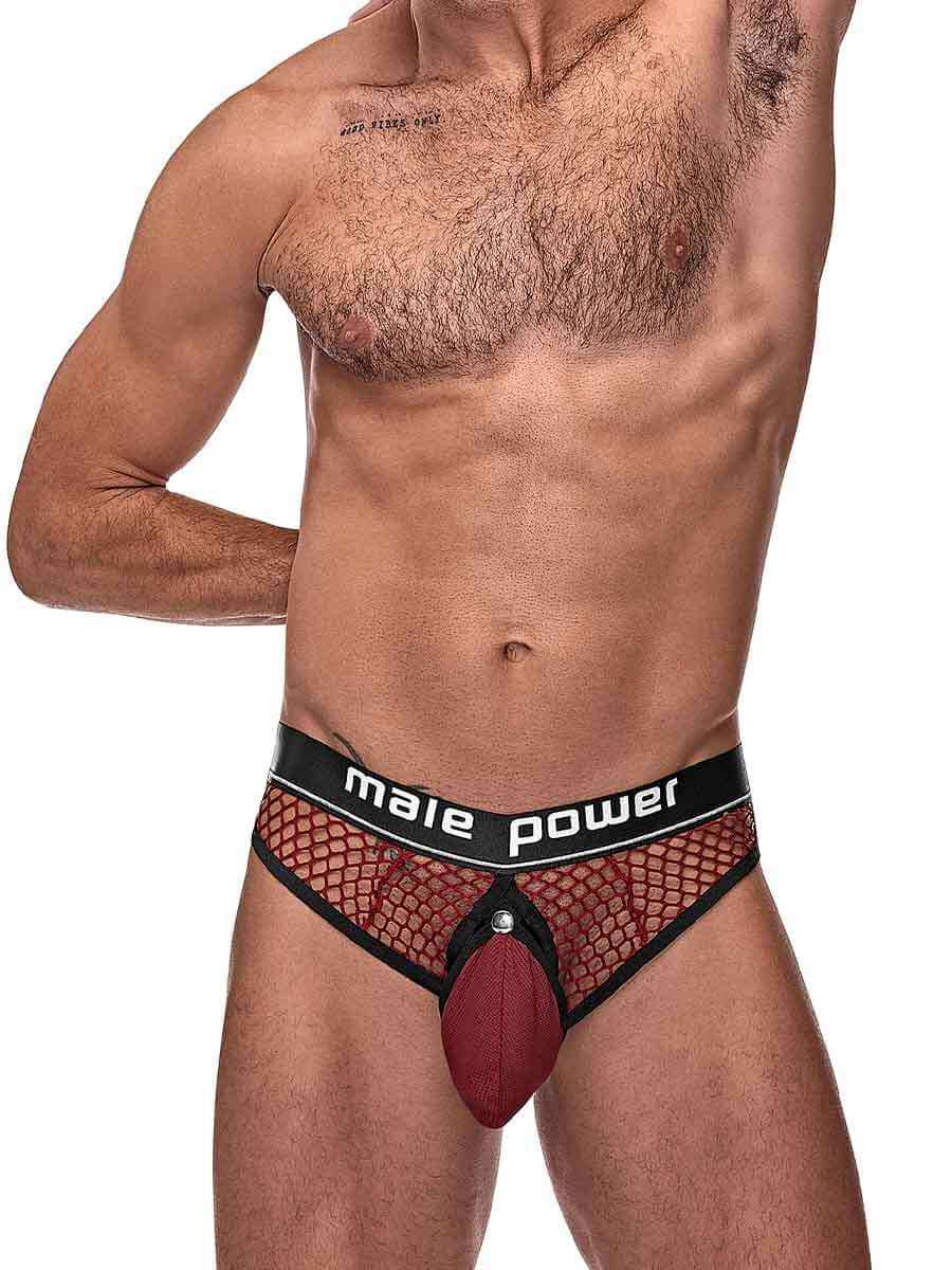 Cock Pit Net Cock Ring Thong - S/ M - Burgundy-5
