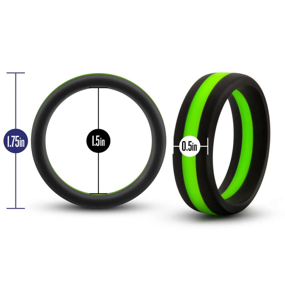 Performance - Silicone Go Pro Cock Ring - Black/green/black-1