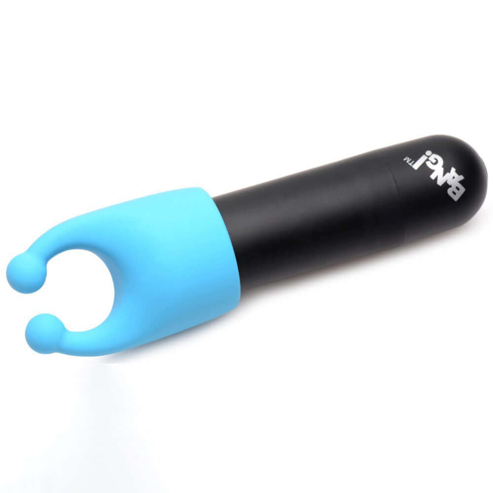 Bang Rechargeable Bullet With 4 Attachments in blue and black design showcasing unique attachment features.
