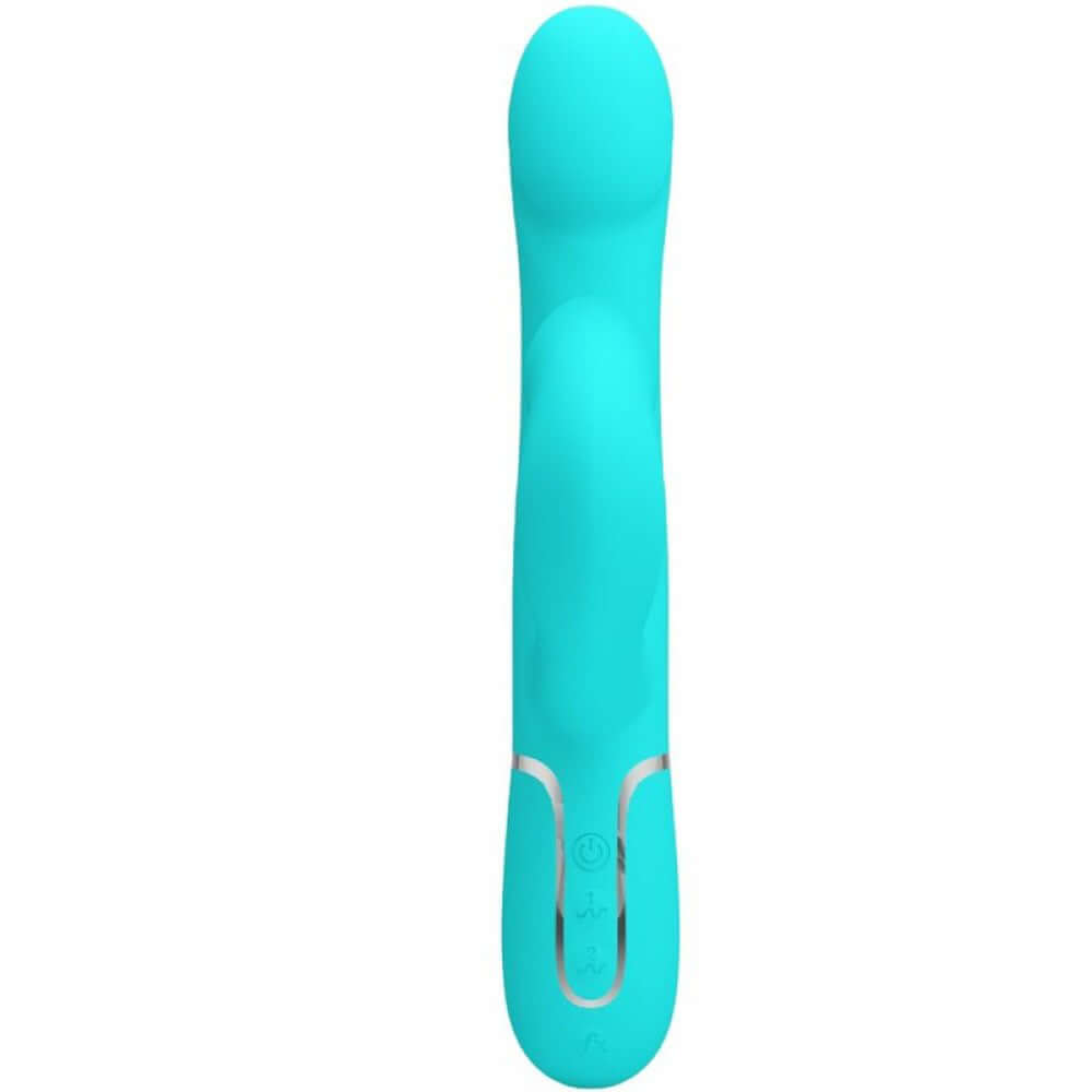 Falin Rabbit Vibrator Pearls Turquoise with twin motors, 7 vibration intensities, and rigid beads for ultimate pleasure.