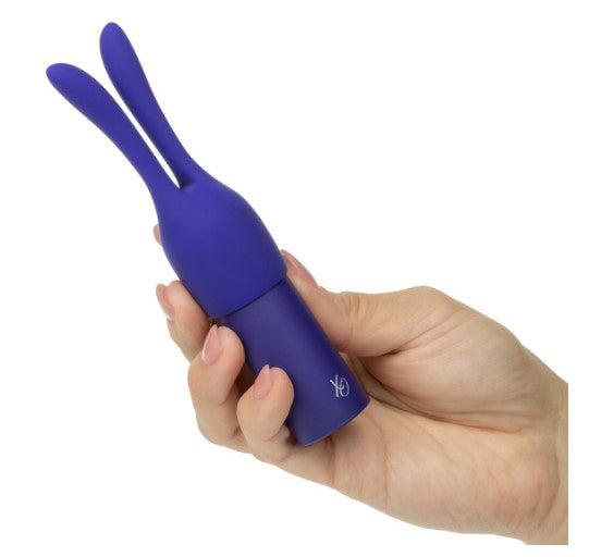 Pleasure Kits Temptation Collection Purple handheld vibrator with bunny ears design.
