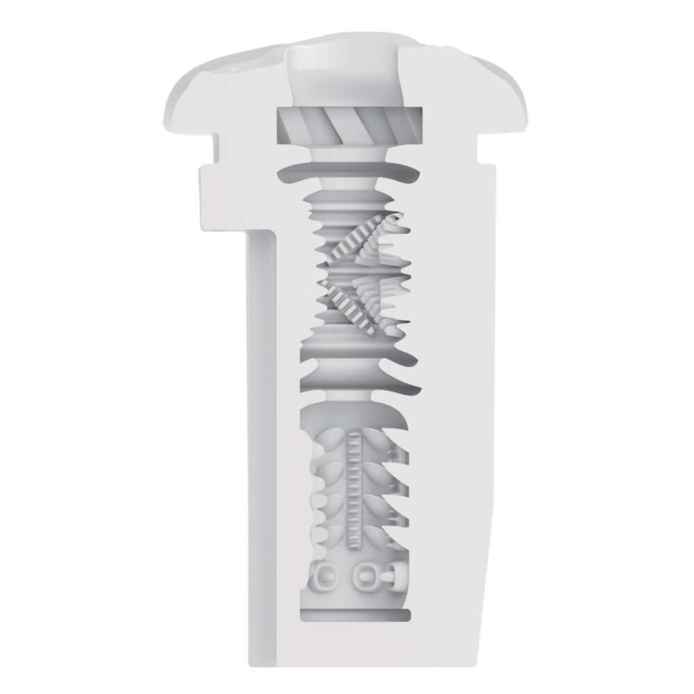 Cross-section view of the Optimum Power Lifelike Pulsar Stroker showcasing inner textures and design for lifelike experience