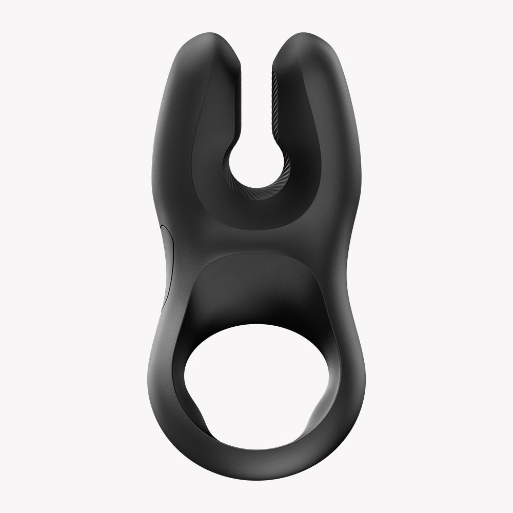Fun Factory Nos Classic Vibrating Cock Ring Black designed for enhanced pleasure and dual-motor stimulation.