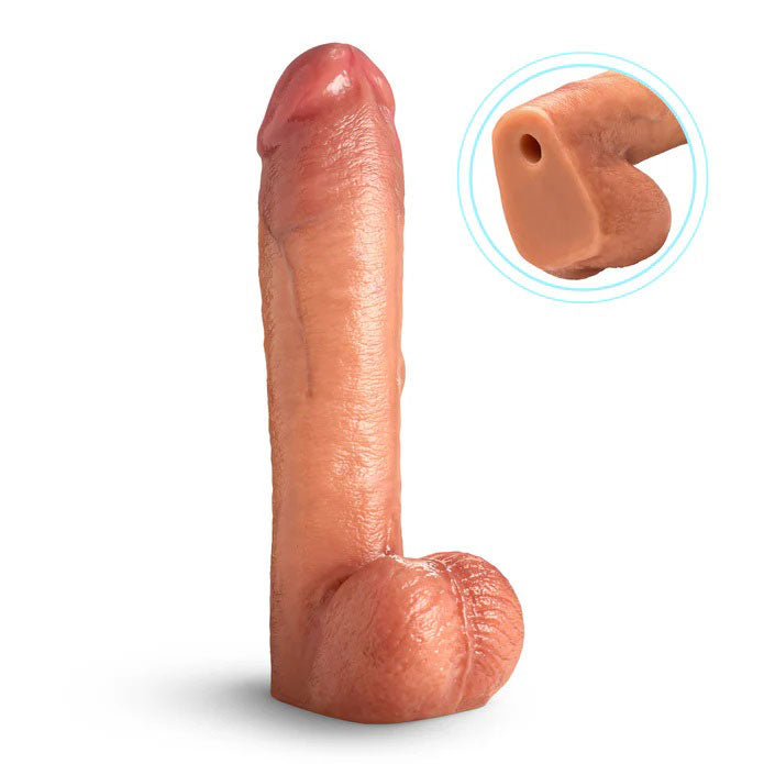 12" Cock Lock Dildo With Balls - Light-1