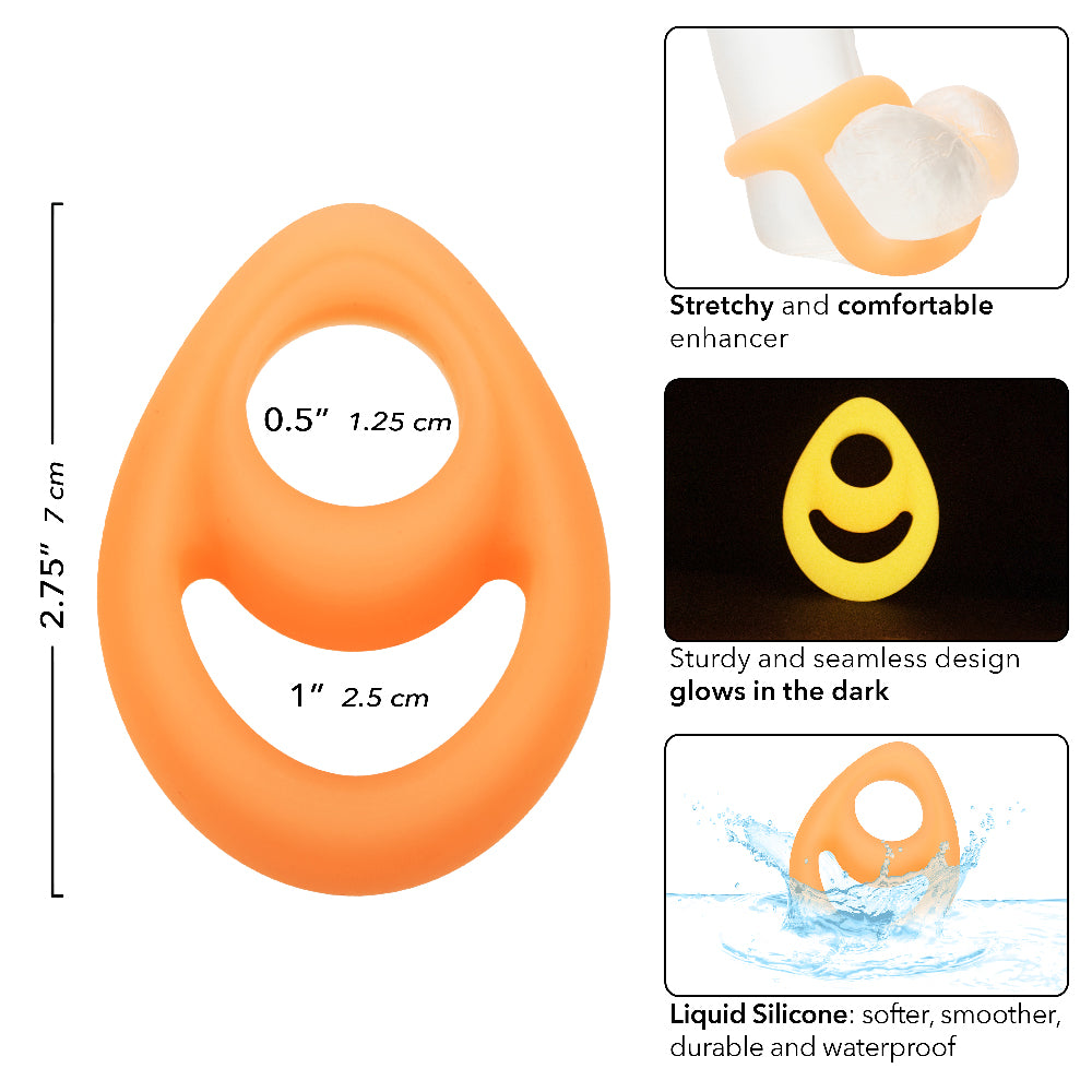 Alpha Glow-in-the-Dark Liquid Silicone Teardrop  Ring - Orange-3