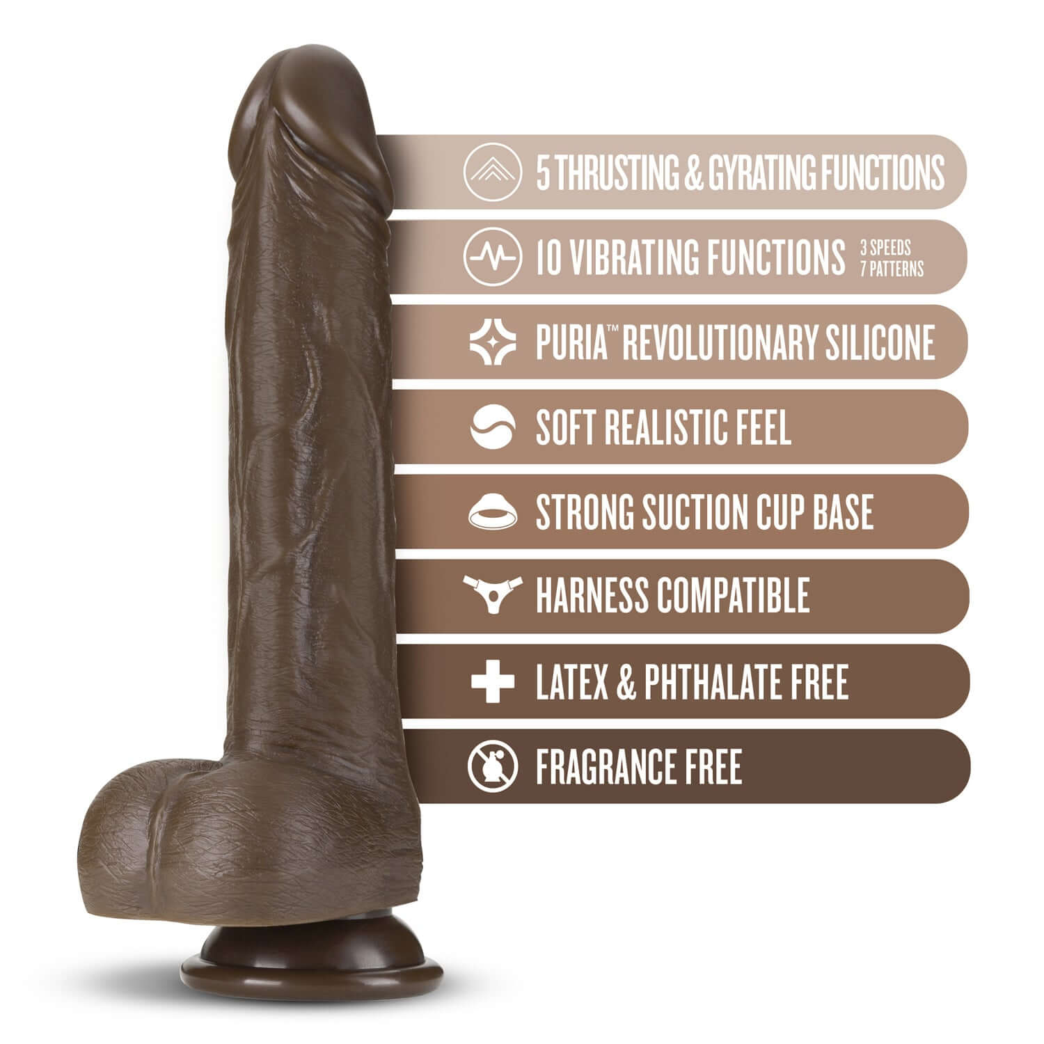 Dr. Skin Silicone - Dr. Murphy - 8 Inch Thrusting Dildo - Chocolate-1