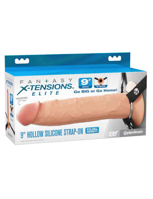 Fantasy X-Tensions Elite 9&quot; Silicone Hollow Strap on - Light-0