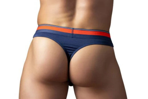 Male Power Soo Cumfy Thong Large XL Navy showing the back view with a sleek design and modern color.