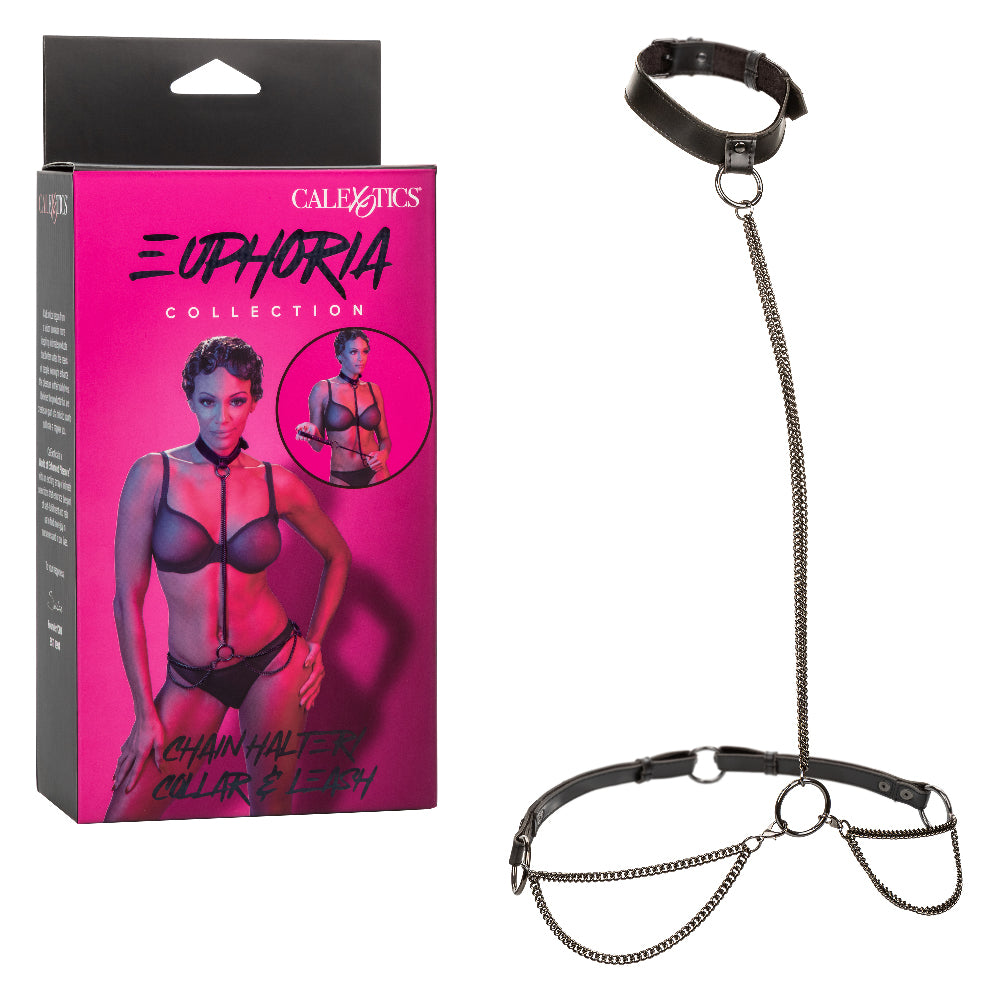 Euphoria Collection Chain Halter/collar and Leash  - Black-0