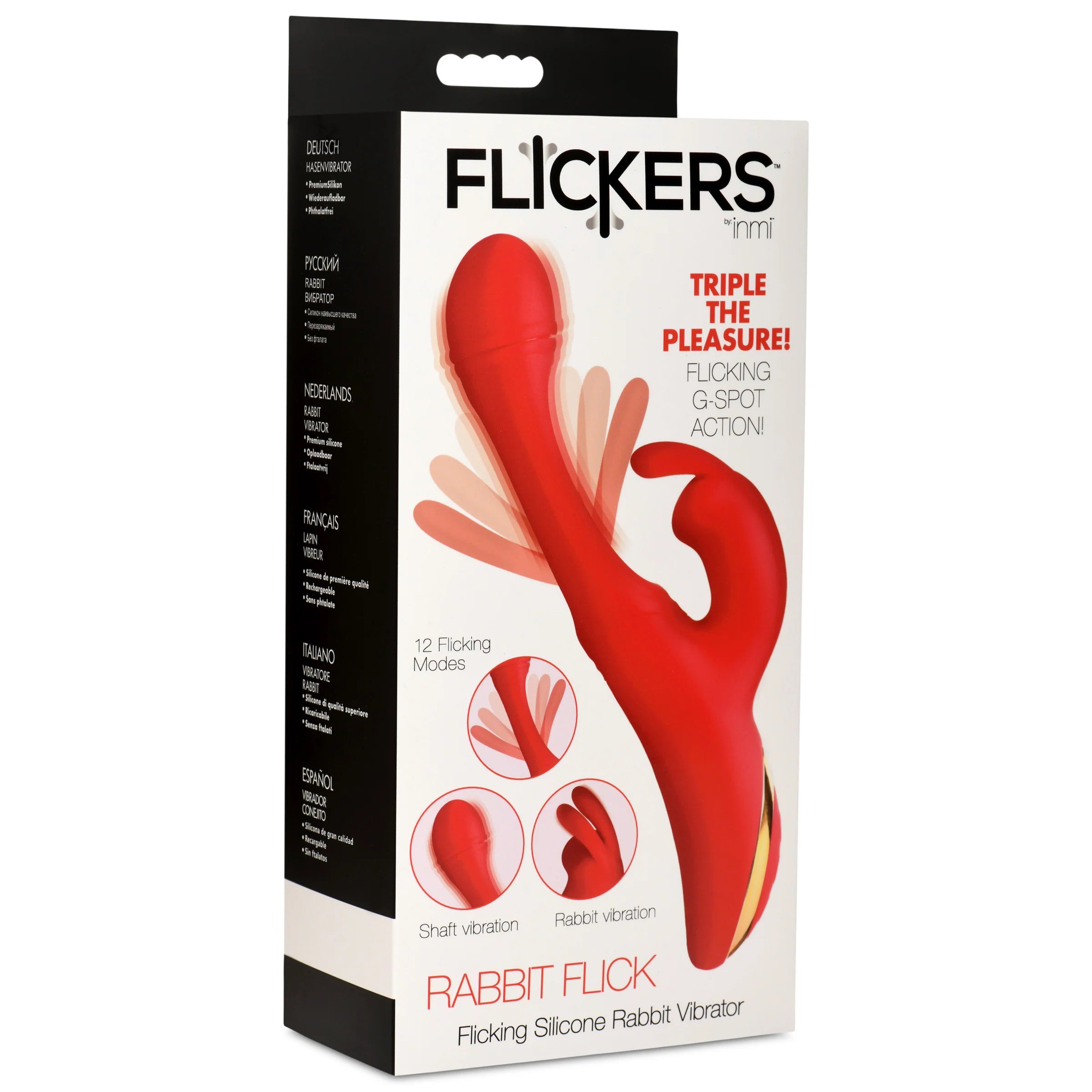 Rabbit Flick Flicking Silicone Rabbit Vibrator -  Red-0