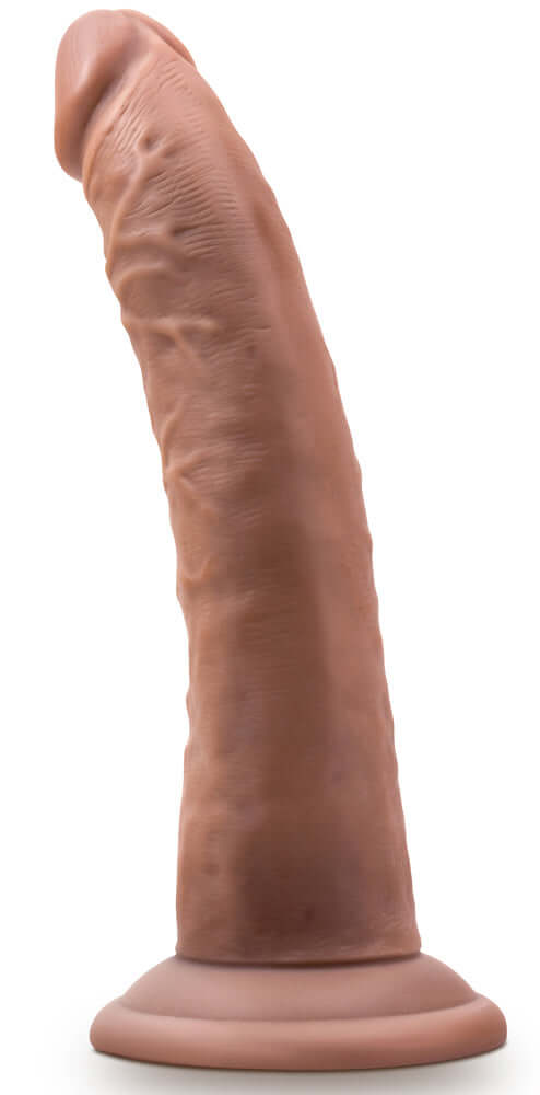 Au Naturel Jack 7 Inch Dildo Mocha showcasing realistic design and flexible structure.