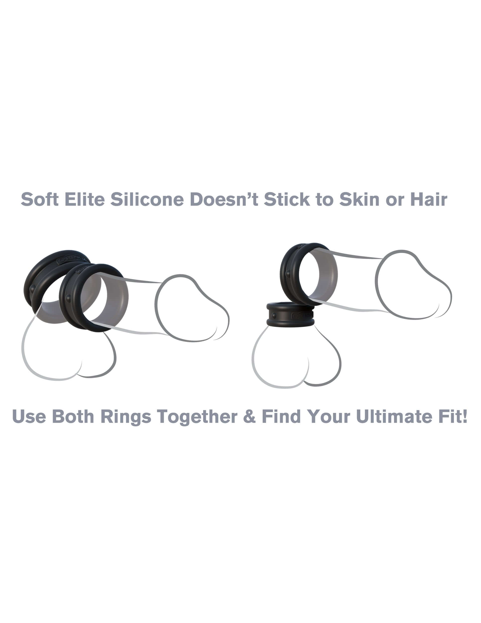 Fantasy C-Ringz Max Width Silicone Rings Black showing soft silicone design, promoting comfort and flexibility for intimate use.