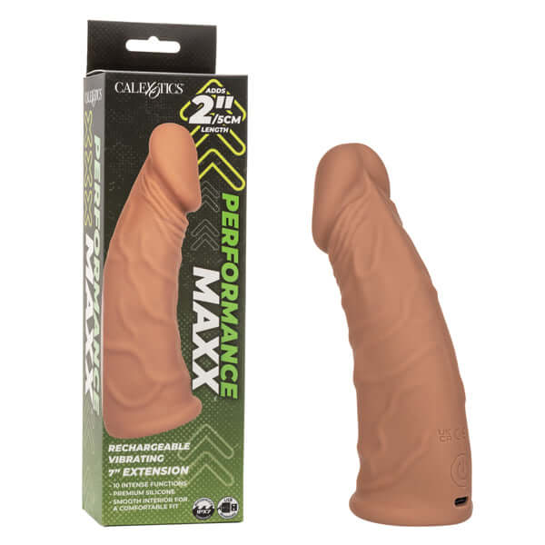 Performance Maxx Rechargeable Vibrating Extension 7" - Brown-1