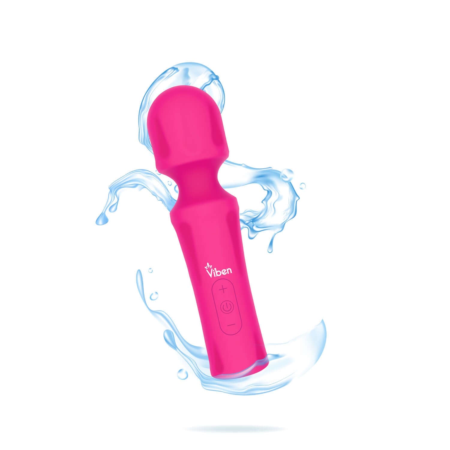 Hot pink Mighty Muse personal wand massager with ergonomic design, USB rechargeable, 5 speeds, and 15 vibration patterns