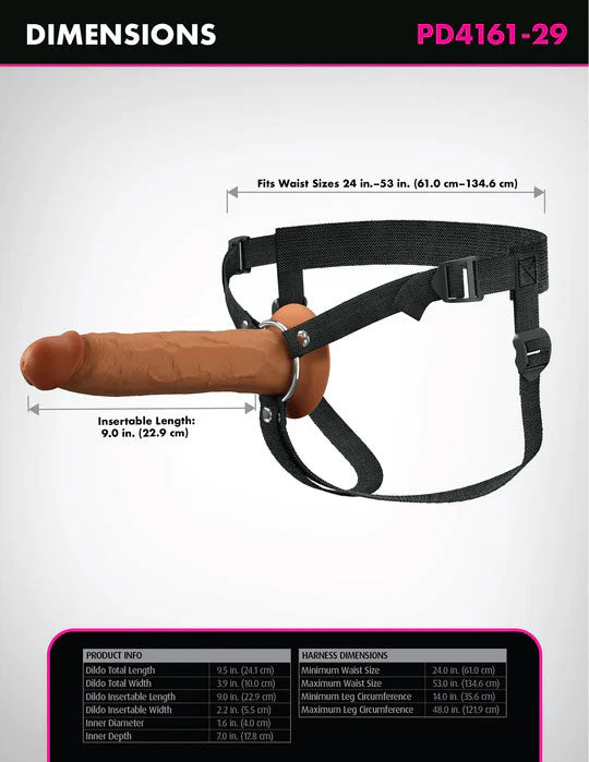 Fantasy X-Tensions Elite 9&quot; Silicone Hollow Strap on - Brown-2