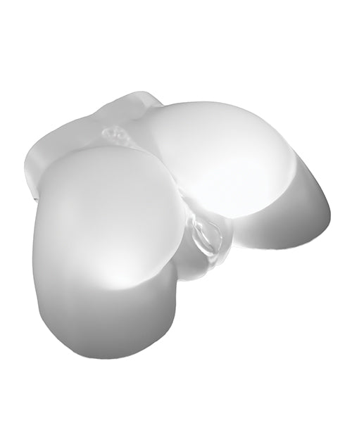 PDX Elite Go-Go Booty LED Mega Masturbator Frosted showing a sleek frosted design and LED features.
