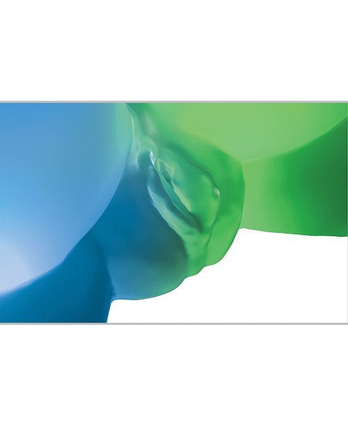 PDX Elite Go-Go Booty LED Mega Masturbator Frosted design with blue and green frosted textures.