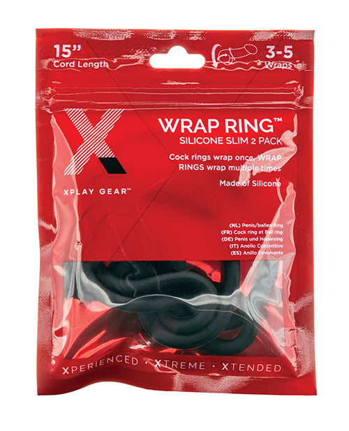 Perfect Fit Xplay Silicone 15 inch Slim Wrap Rings 2 Pack in packaging, featuring flexible silicone design.