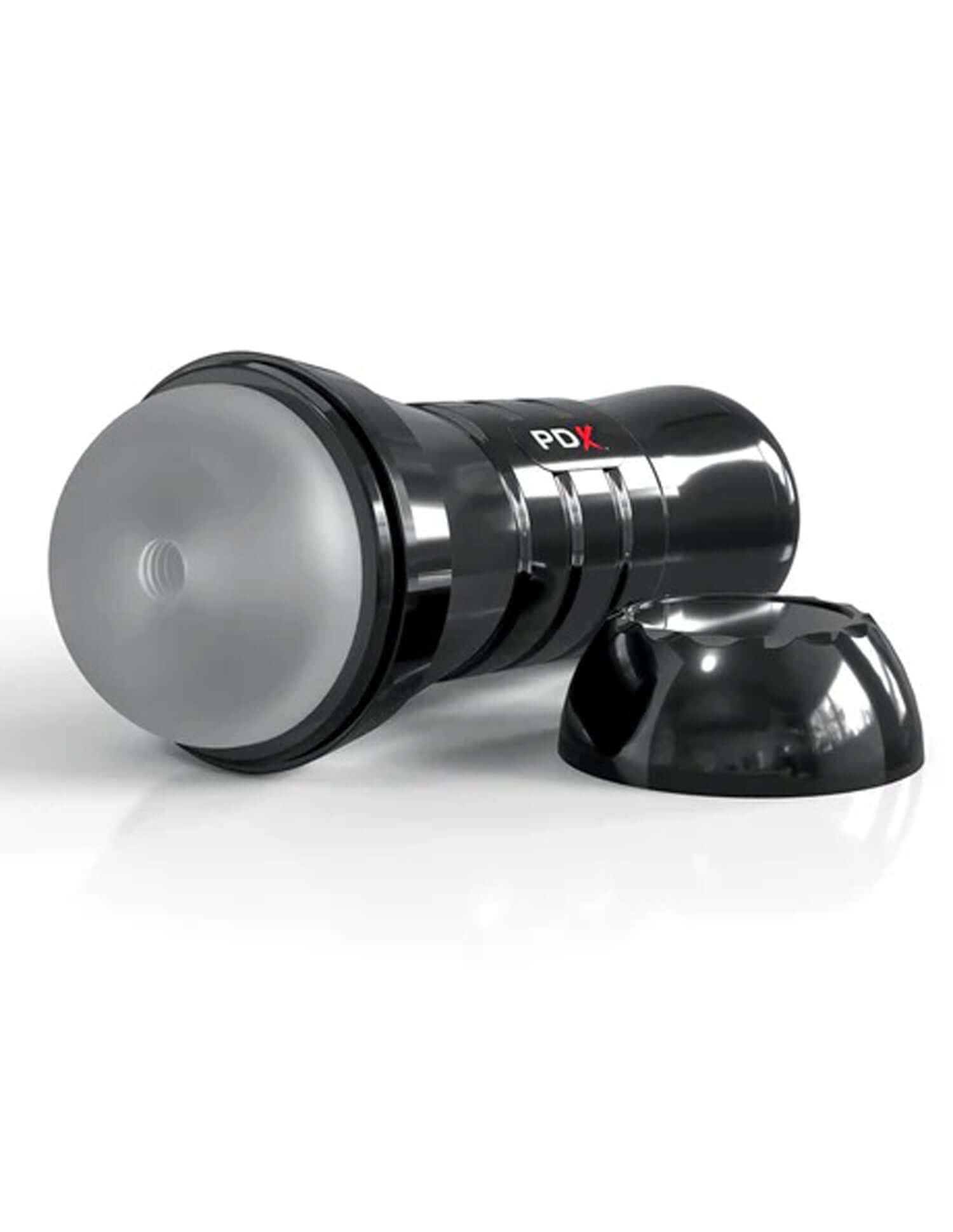 PDX Extreme Wet Stroker - Super Slide and Glide XXL Frosted, featuring a sleek black design and self-lubricating tunnel.