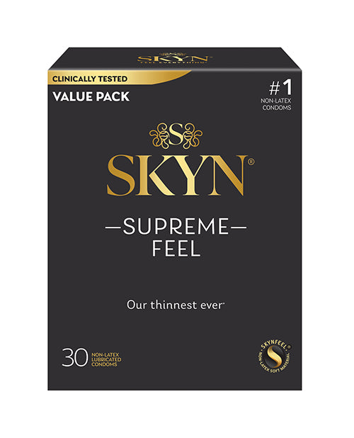 Lifestyles SKYN Supreme Feel Condoms Pack of 30 value pack of non-latex condoms designed for ultimate sensitivity.