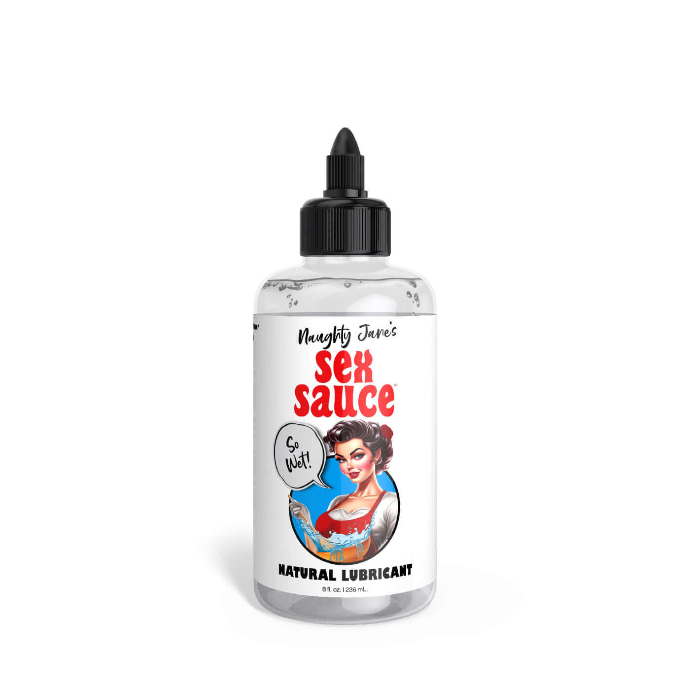Naughty Jane's Sex Sauce Natural Lubricant 8oz bottle with vintage label design