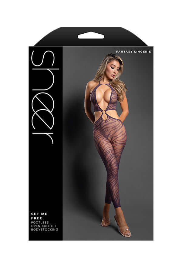 Set Me Free Footless Open Crotch Bodystocking - Os - Dark Purple-0
