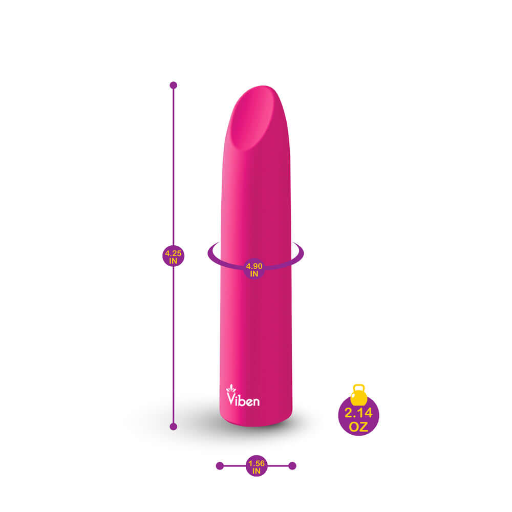 Viben Fixation hot pink lipstick vibe with angled tip, 20 functions, and body-safe silicone for intimate experiences.