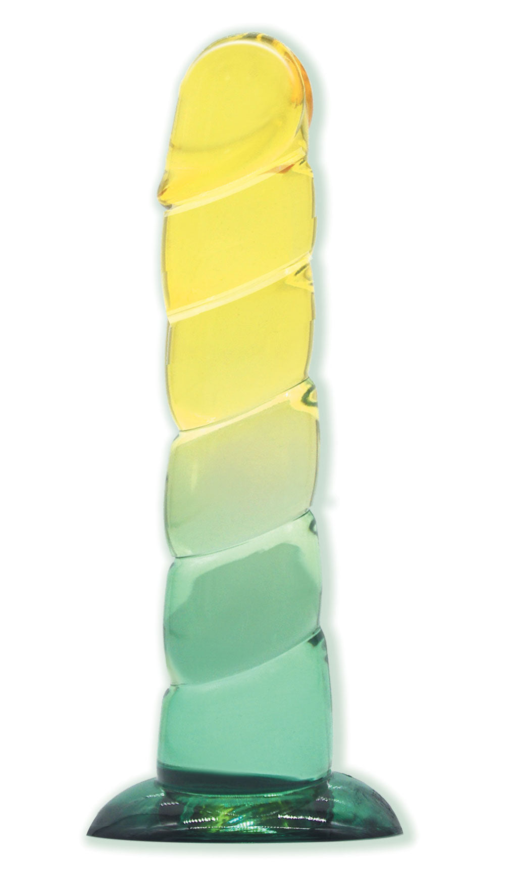 Shades, 7.5&quot; Swirl Jelly Tpr Gradient Dong - Yellow and Mint-1