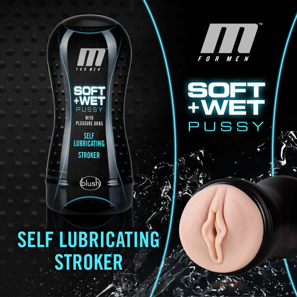 M for Men - Soft and Wet - Pussy With Pleasure Orbs - Self Lubricating Stroker Cup - Vanilla-0