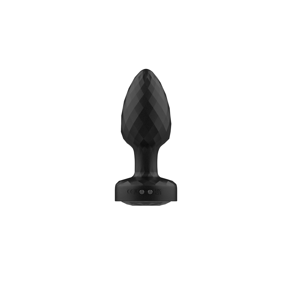 Twila Twirling Light Up Vibrating Plug With Heart Remote in elegant black design, featuring a textured surface.