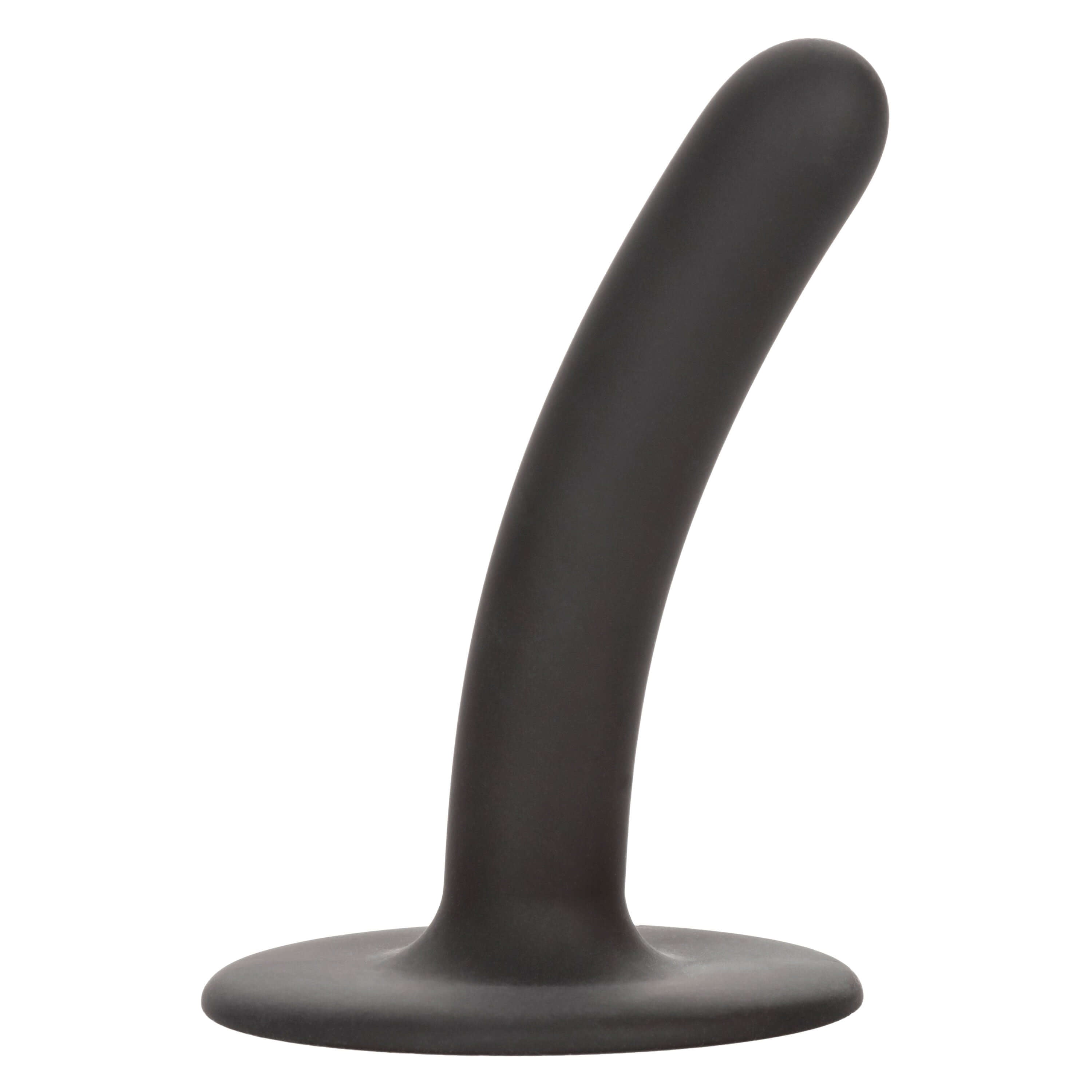 Boundless Slim Probe Dildo 4.5 Inch Black displayed side view, showcasing its sleek design and angled shaft for targeted stimulation.