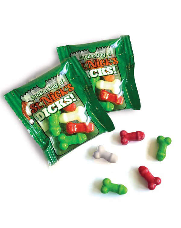 Suck a Bag of St Nicks Dicks 4g Bag featuring colorful phallic-shaped candies in fun packaging.