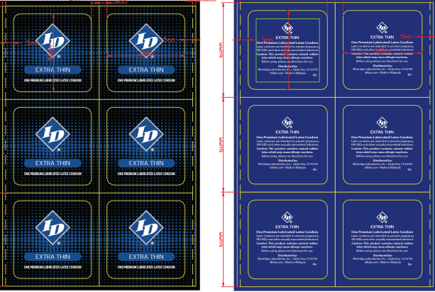 ID Extra Thin Condoms Bag 144 Pieces Bulk packaging design showcasing product details and branding.