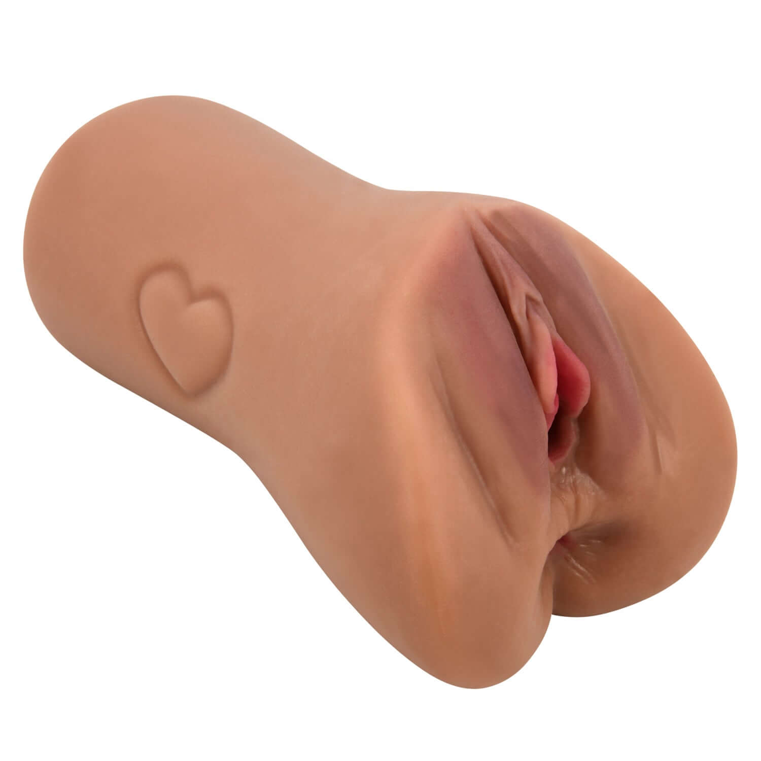 Realistic brown vagina-shaped masturbator with detailed textures and soft material for a pleasurable experience.
