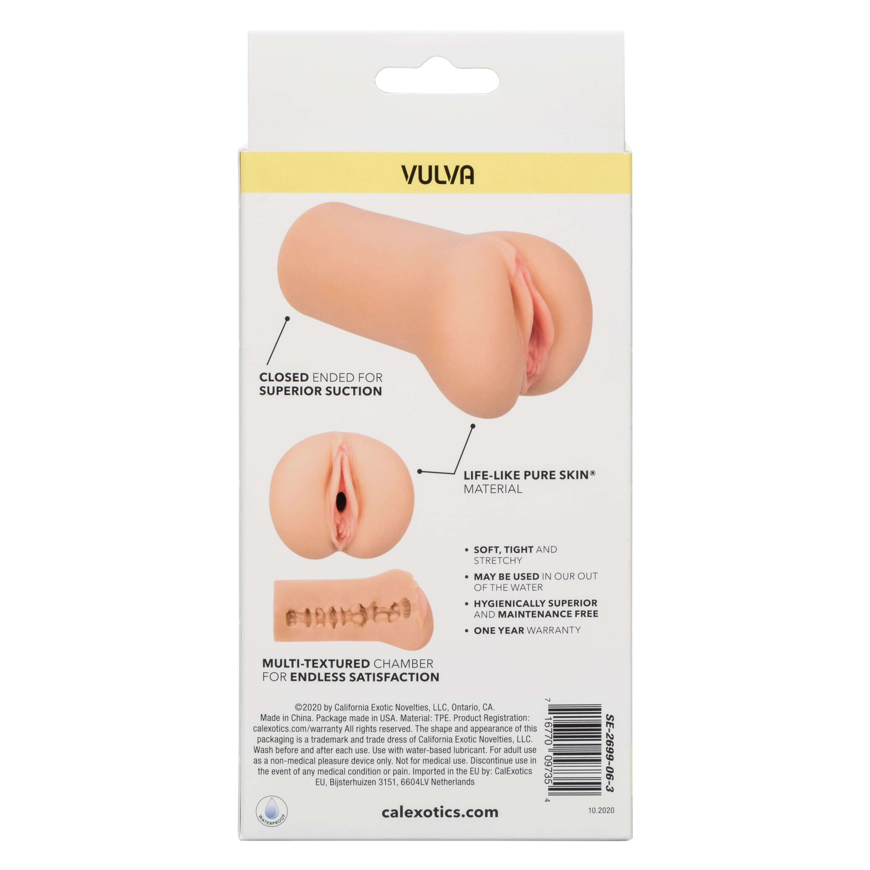 Boundless Vulva Stroker Ivory features closed end for superior suction and life-like pure skin material.