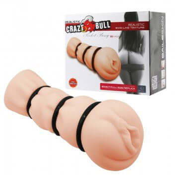 Pocket Pussy 3D Vagina Stroker White with realistic skin-like texture and precision-molded design in packaging.