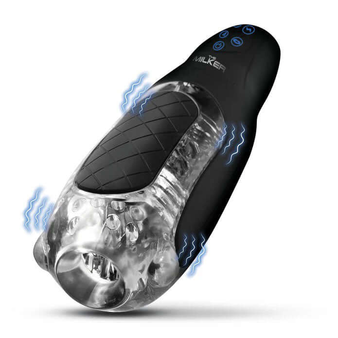 Pleasure Grip Sucking and Vibrating Masturbator - Black-1