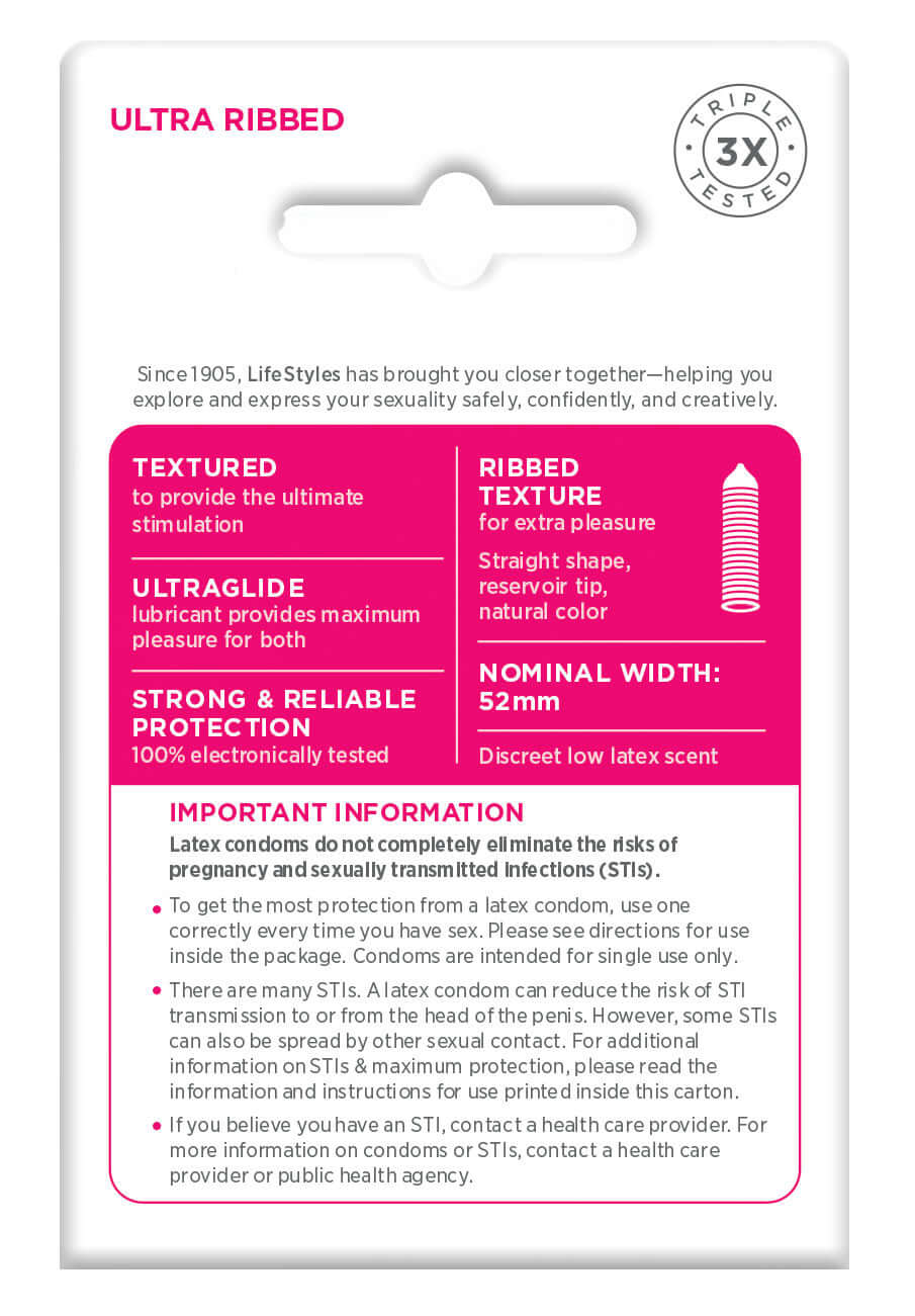 Lifestyles Pleasure Ribbed Condoms - 3 Pack-1