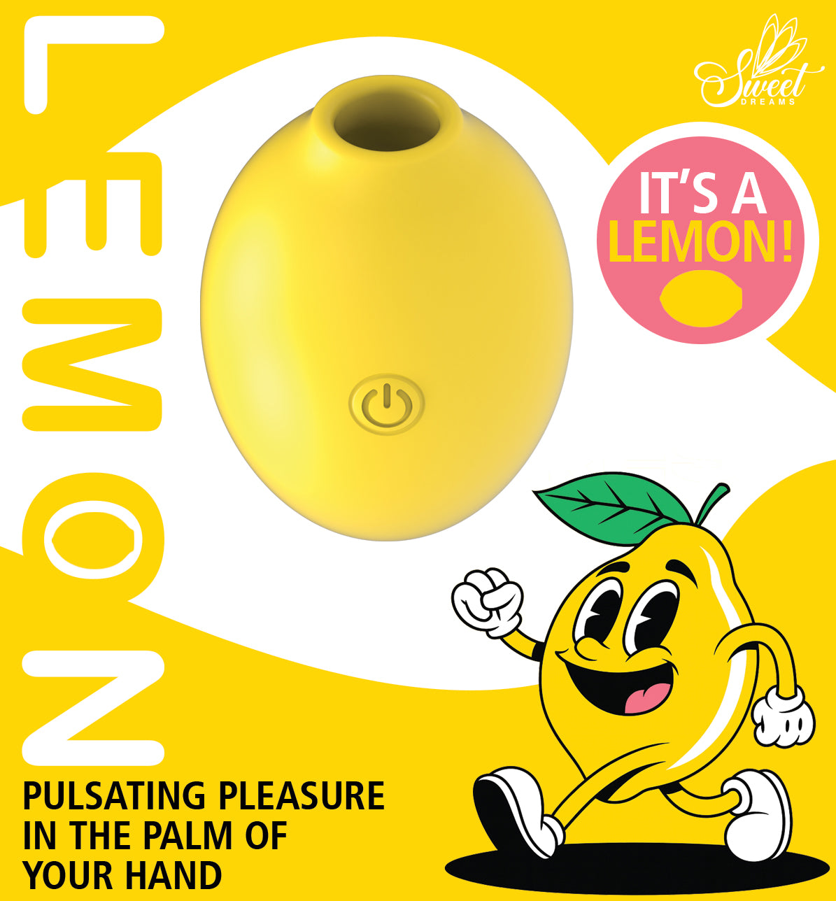 Sweet Dreams Lemon Rechargeable Pulsating Vibrator featuring a playful lemon design with pulsating pleasure features.