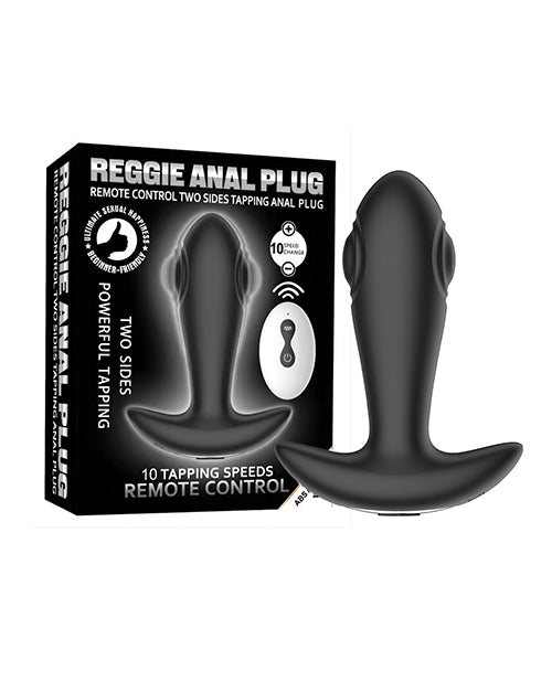 Secwell Reggie Tapping Anal Plug Black with remote control and 10 tapping speeds designed for enhanced anal play.