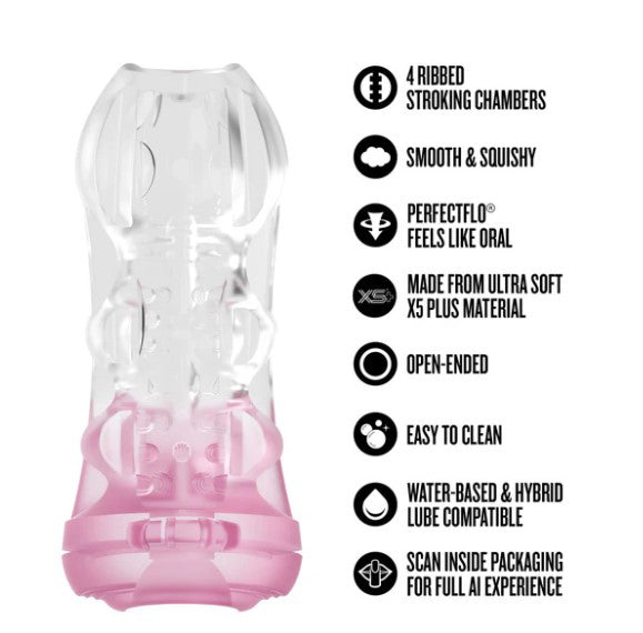 Enlust Candice Stroker Pink Clear showcases 4 stroking chambers and ultra-soft material for enhanced pleasure.