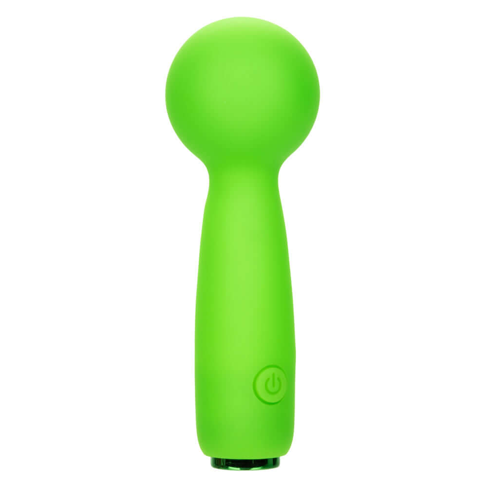 Green Neon Vibes The Bubbly Vibe mini massager with power button, ideal for foreplay and full-body exploration.