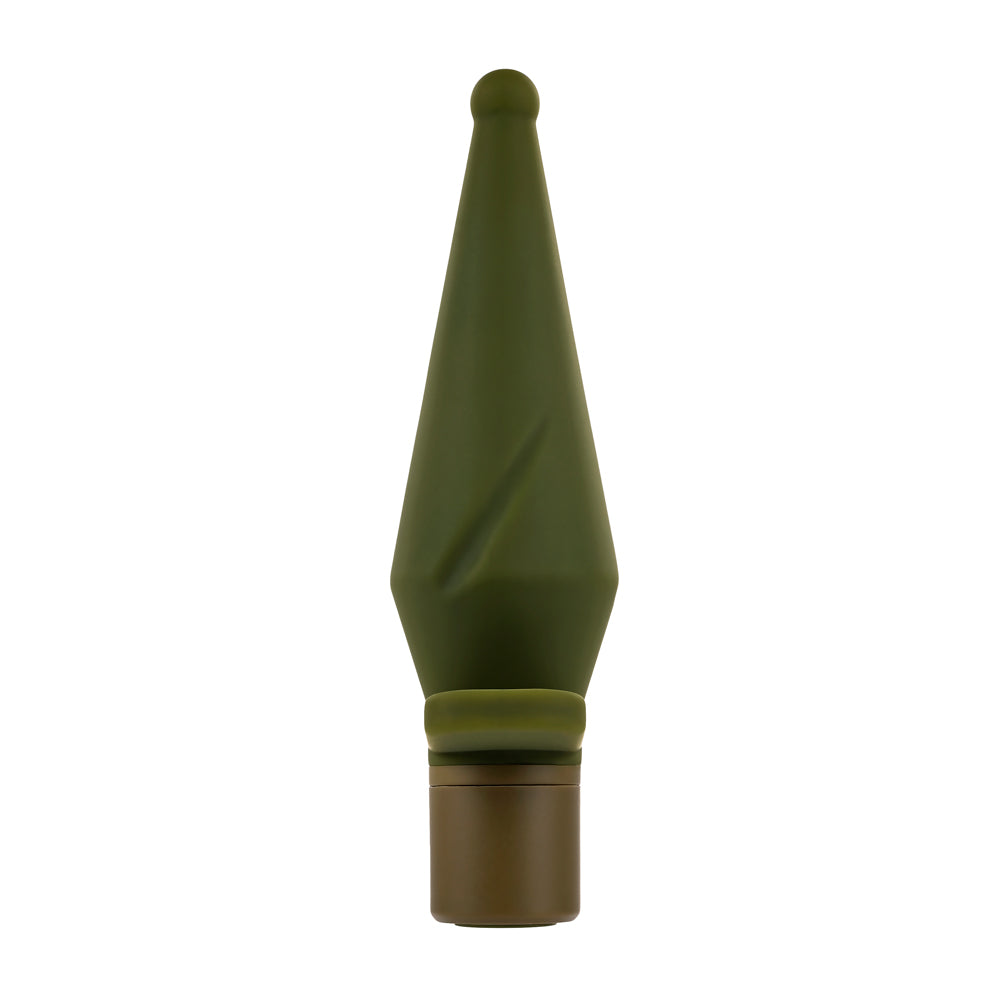Selopa The Private Rechargeable Silicone Anal Plug Green showcasing its ergonomic tapered design and smooth bulb for comfortable use.