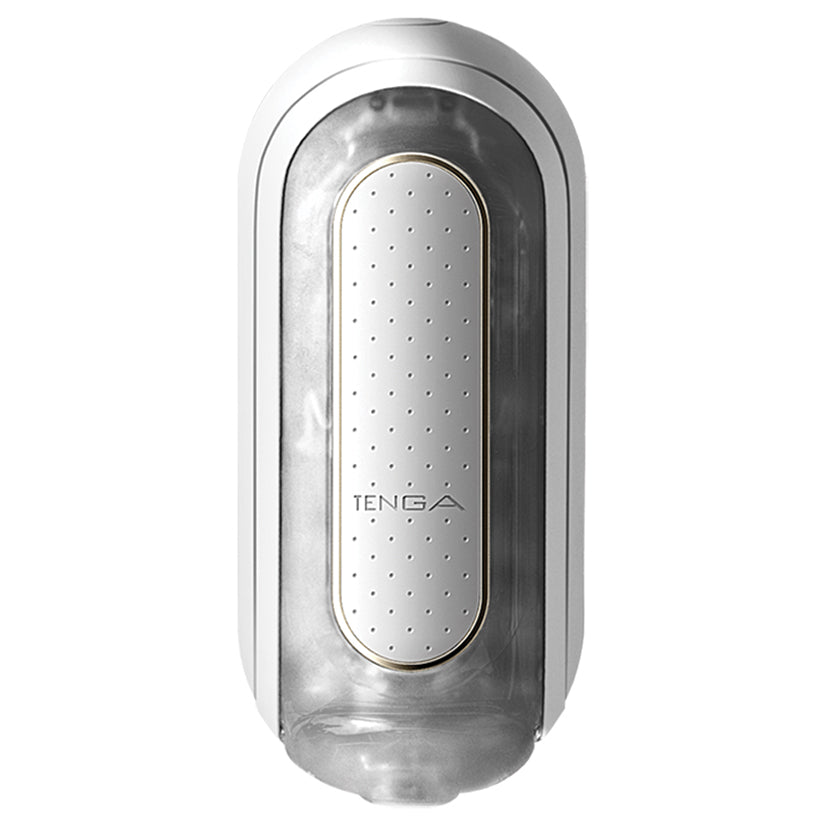 Tenga Flip Zero Ev-white Stroker showing its sleek design and unique features for customizable stimulation.